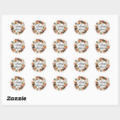 Sticker Rond Couronne de citrouilles Boho Baby Shower Automne (Feuille)
