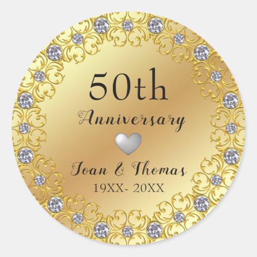 Sticker Rond Couronne de diamants et cœur en argent (Devant)