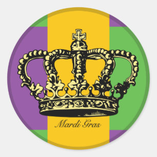 Sticker Rond Couronne de drapeau de mardi gras