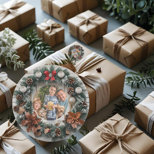 Sticker Rond Couronne de Ferme Personnalisable Famille Noël