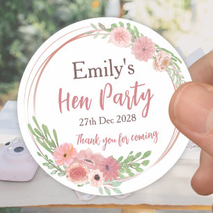 Sticker Rond Couronne de fête de jeune fille en fleurs rose pou