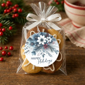 Sticker Rond Couronne de fête florale bleu sarcelle foncé et ro