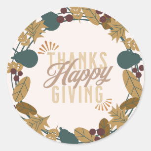 Sticker Rond Couronne de fête moderne pour le dîner de Thanksgi