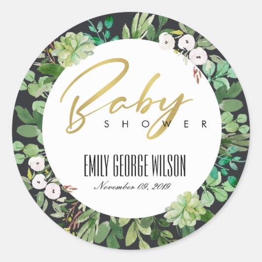 STICKER ROND COURONNE DE FEUILLAGE DE PLANTES SUCCULENTES AQUAR (Devant)