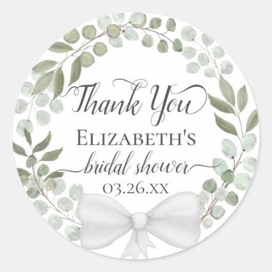 Sticker Rond Couronne de feuillage d'eucalyptus pour remercieme (Devant)