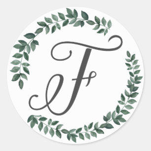 Sticker Rond Couronne de feuilles botaniques minimalistes avec