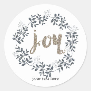 Sticker Rond Couronne de feuilles JOY Fêtes rustiques Autocolla