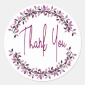 Sticker Rond Couronne de feuilles violettes Chic Typography Mer (Devant)