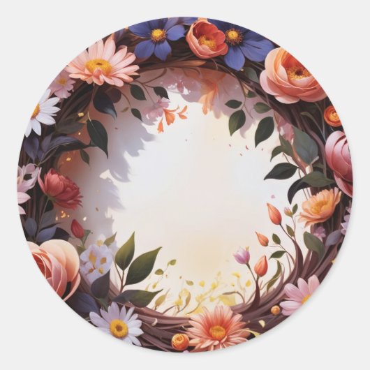 Sticker Rond Couronne de fleurs (Devant)