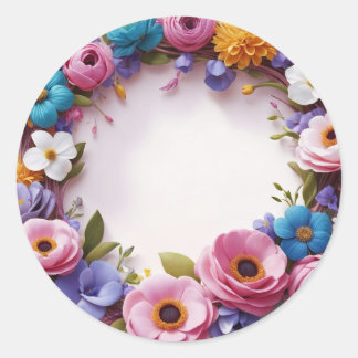 Sticker Rond Couronne de fleurs