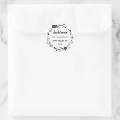 Sticker Rond Couronne de fleurs | Adresse de retour Nom de fami (Sac)