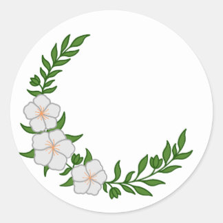 Sticker Rond Couronne de fleurs blanches en forme de croissant 