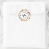 Sticker Rond Couronne de fleurs Boho Monogramme Adresse de reto (Sac)