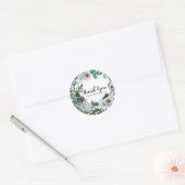 Sticker Rond Couronne de fleurs botaniques florales blanches (Enveloppe)