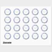 Sticker Rond Couronne de fleurs de mariage chic Dusty Blue Hydr (Feuille)