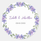 Sticker Rond Couronne de fleurs de mariage Hydrangea bleu roman (Devant)