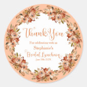 Sticker Rond Couronne de fleurs de pêcher remerciement Bridal L (Devant)