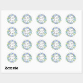 Sticker Rond Couronne de fleurs d'hortensia bleu pour brunch de (Feuille)