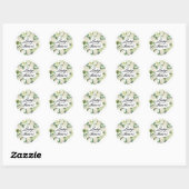 Sticker Rond Couronne de fleurs d'hydrangea blancs Baby Shower (Feuille)