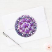 Sticker Rond Couronne de fleurs d'orchidée violette décorée de  (Enveloppe)