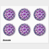 Sticker Rond Couronne de fleurs d'orchidée violette décorée de  (Feuille)