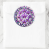 Sticker Rond Couronne de fleurs d'orchidée violette décorée de  (Sac)