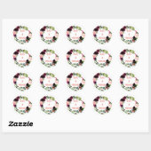 Sticker Rond Couronne de fleurs MONOGRAMME boho rose burgundy   (Feuille)