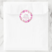 Sticker Rond Couronne de fleurs rose aquarelle pour anniversair (Sac)