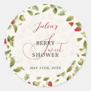 Sticker Rond Couronne de fleurs sauvages de fraises douces roug