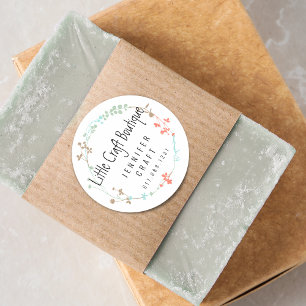 Sticker Rond Couronne de fleurs sauvages en ligne élégante