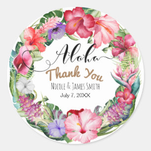 Sticker Rond Couronne de fleurs tropicales Aloha cadeau de mari