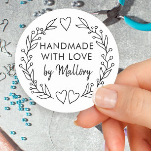 Sticker Rond Couronne de gribouillis fait à la main avec amour