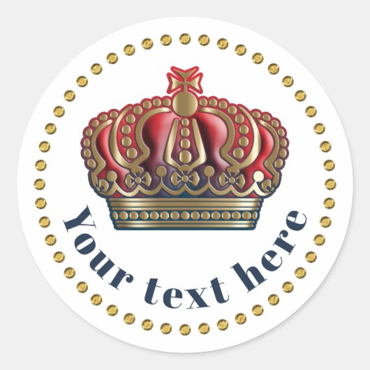 Sticker Rond Couronne de la Croix Royale - Bleu Or (Devant)