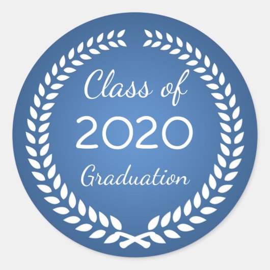 Sticker Rond Couronne de laurier blanc sur le bleu Graduation (Devant)