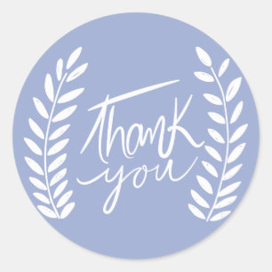 Sticker Rond Couronne de laurier bleue et blanche remerciement