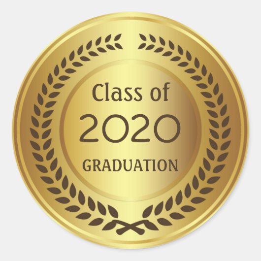 Sticker Rond Couronne de laurier brun doré (Devant)