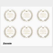 Sticker Rond Couronne de laurier de parties scintillant blanche (Feuille)