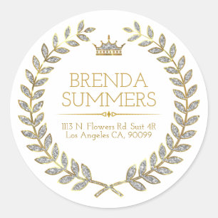 Sticker Rond Couronne de laurier de parties scintillant blanche
