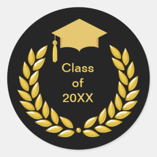 Sticker Rond Couronne de laurier doré promotion 20XX