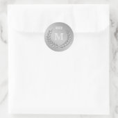 Sticker Rond Couronne de laurier gris argent sur mesure Monogra (Sac)