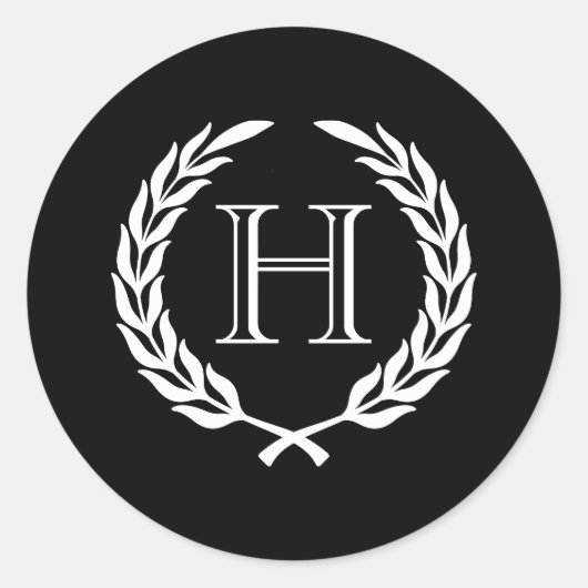 Sticker Rond Couronne de laurier noir et blanc (Devant)