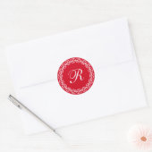 Sticker Rond Couronne de laurier rouge avec monogramme personna (Enveloppe)