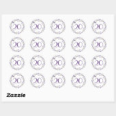 Sticker Rond Couronne de lavande pour 20e anniversaire (Feuille)