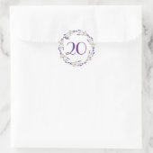 Sticker Rond Couronne de lavande pour 20e anniversaire (Sac)