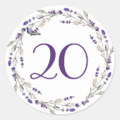 Sticker Rond Couronne de lavande pour 20e anniversaire (Devant)