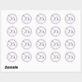 Sticker Rond Couronne de lavande pour 25e anniversaire (Feuille)