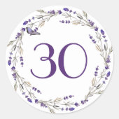 Sticker Rond Couronne de lavande pour 30e anniversaire (Devant)