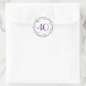 Sticker Rond Couronne de lavande pour 40e anniversaire (Sac)