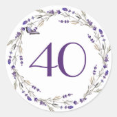 Sticker Rond Couronne de lavande pour 40e anniversaire (Devant)