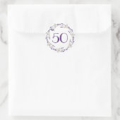 Sticker Rond Couronne de Lavande pour 50e Anniversaire (Sac)